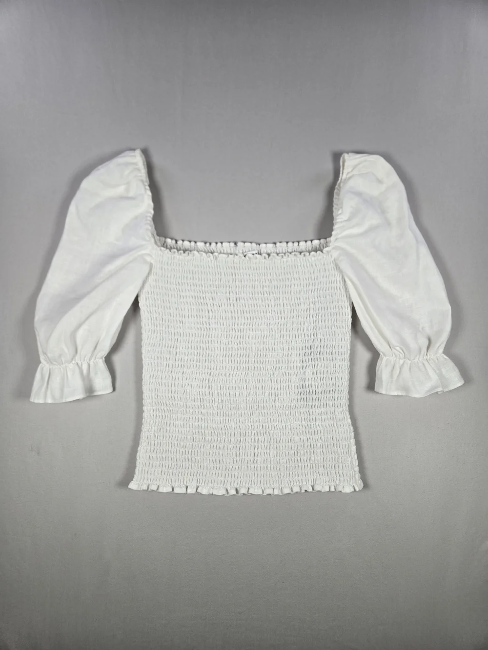 NWT Reformation Clementine Smocked Linen Boho Cottage Blouse White Small